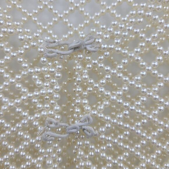 Vtg Vest Handmade Artsy Boho Faux Pearl Beaded Crochet Formal White Sz M - Picture 11 of 11